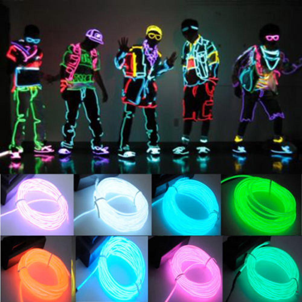 Controller SODIAL fluorescente verte flexible Fil EL Neon Light 5M Dance Party Decor R 
